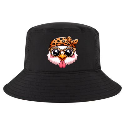 Turkey Face With Leopard Glasses Thanksgiving Meaningful Gift Cool Comfort Performance Bucket Hat