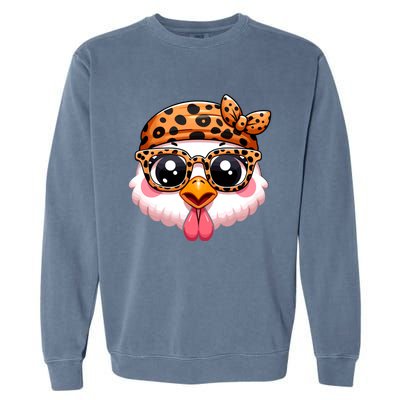 Turkey Face With Leopard Glasses Thanksgiving Meaningful Gift Garment-Dyed Sweatshirt