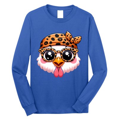 Turkey Face With Leopard Glasses Thanksgiving Meaningful Gift Long Sleeve Shirt