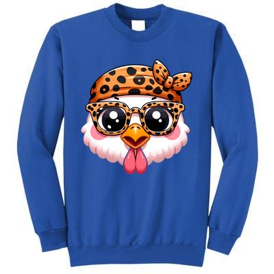 Turkey Face With Leopard Glasses Thanksgiving Meaningful Gift Sweatshirt