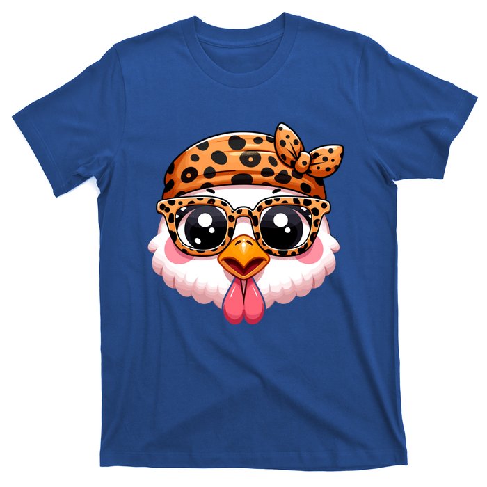 Turkey Face With Leopard Glasses Thanksgiving Meaningful Gift T-Shirt