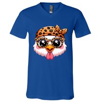 Turkey Face With Leopard Glasses Thanksgiving Meaningful Gift V-Neck T-Shirt