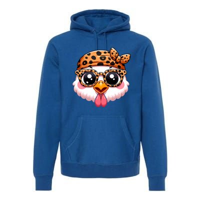 Turkey Face With Leopard Glasses Thanksgiving Meaningful Gift Premium Hoodie