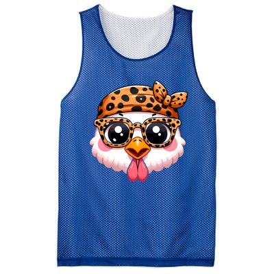 Turkey Face With Leopard Glasses Thanksgiving Meaningful Gift Mesh Reversible Basketball Jersey Tank