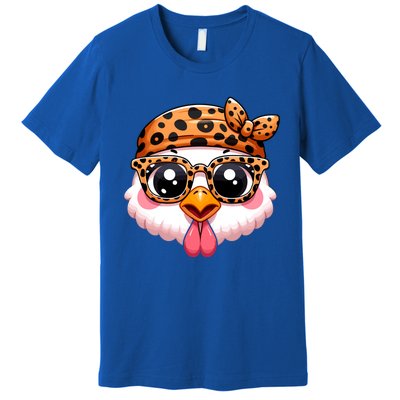 Turkey Face With Leopard Glasses Thanksgiving Meaningful Gift Premium T-Shirt