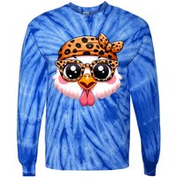 Turkey Face With Leopard Glasses Thanksgiving Meaningful Gift Tie-Dye Long Sleeve Shirt