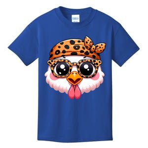 Turkey Face With Leopard Glasses Thanksgiving Meaningful Gift Kids T-Shirt