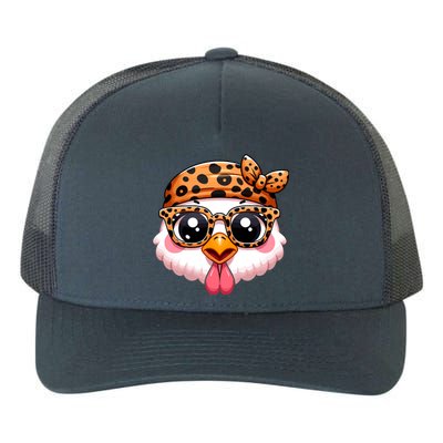 Turkey Face With Leopard Glasses Thanksgiving Meaningful Gift Yupoong Adult 5-Panel Trucker Hat