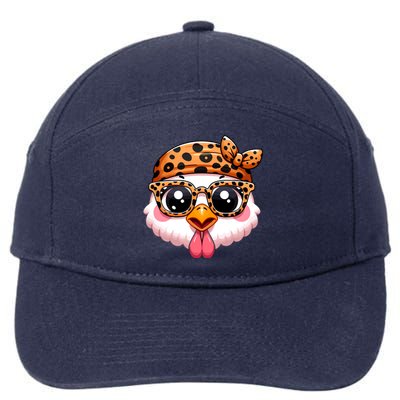 Turkey Face With Leopard Glasses Thanksgiving Meaningful Gift 7-Panel Snapback Hat