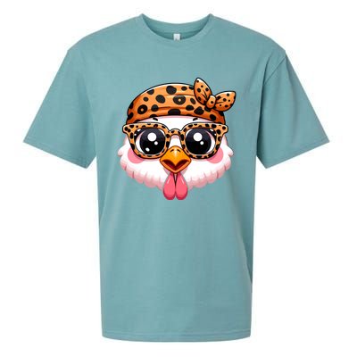 Turkey Face With Leopard Glasses Thanksgiving Meaningful Gift Sueded Cloud Jersey T-Shirt