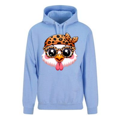 Turkey Face With Leopard Glasses Thanksgiving Meaningful Gift Unisex Surf Hoodie