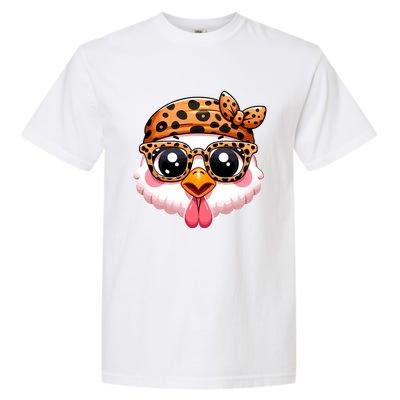 Turkey Face With Leopard Glasses Thanksgiving Meaningful Gift Garment-Dyed Heavyweight T-Shirt