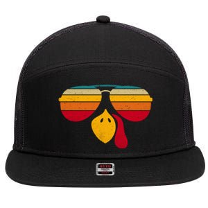 Turkey Face With Retro Sunglass 7 Panel Mesh Trucker Snapback Hat