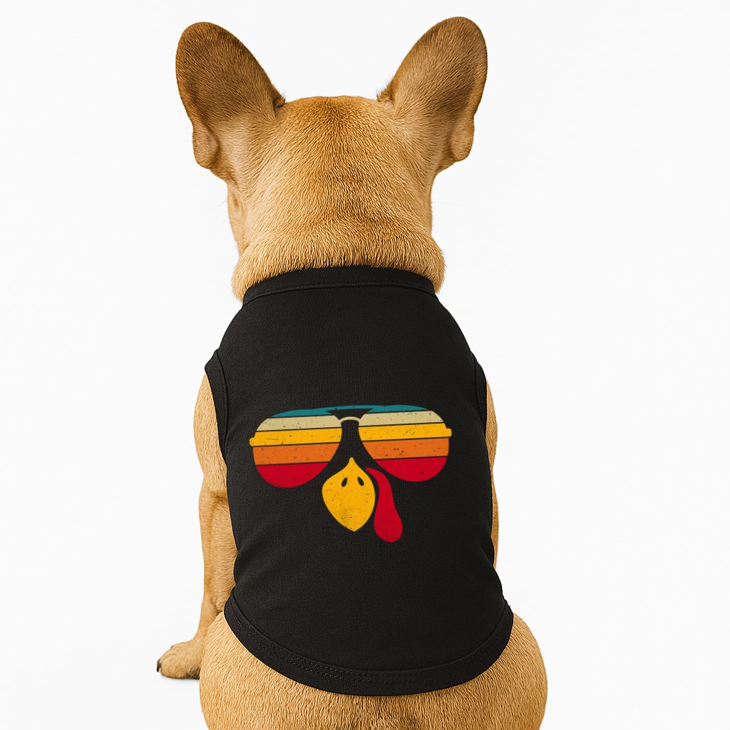 Turkey Face With Retro Sunglass Doggie Tank