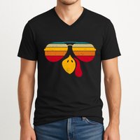 Turkey Face With Retro Sunglass V-Neck T-Shirt