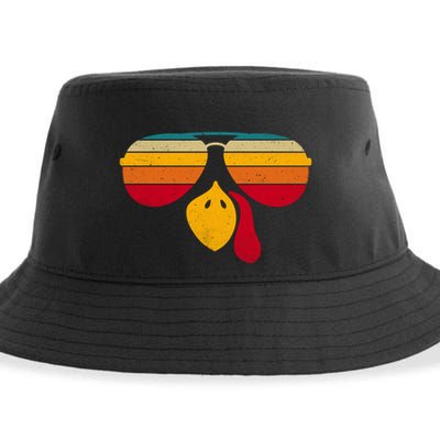 Turkey Face With Retro Sunglass Sustainable Bucket Hat