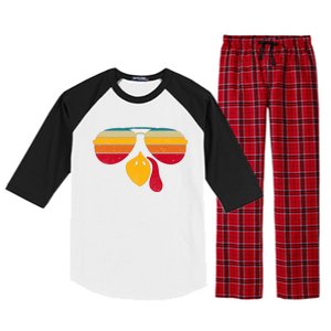 Turkey Face With Retro Sunglass Raglan Sleeve Pajama Set