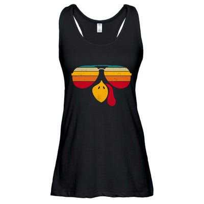 Turkey Face With Retro Sunglass Ladies Essential Flowy Tank