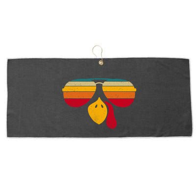Turkey Face With Retro Sunglass Large Microfiber Waffle Golf Towel
