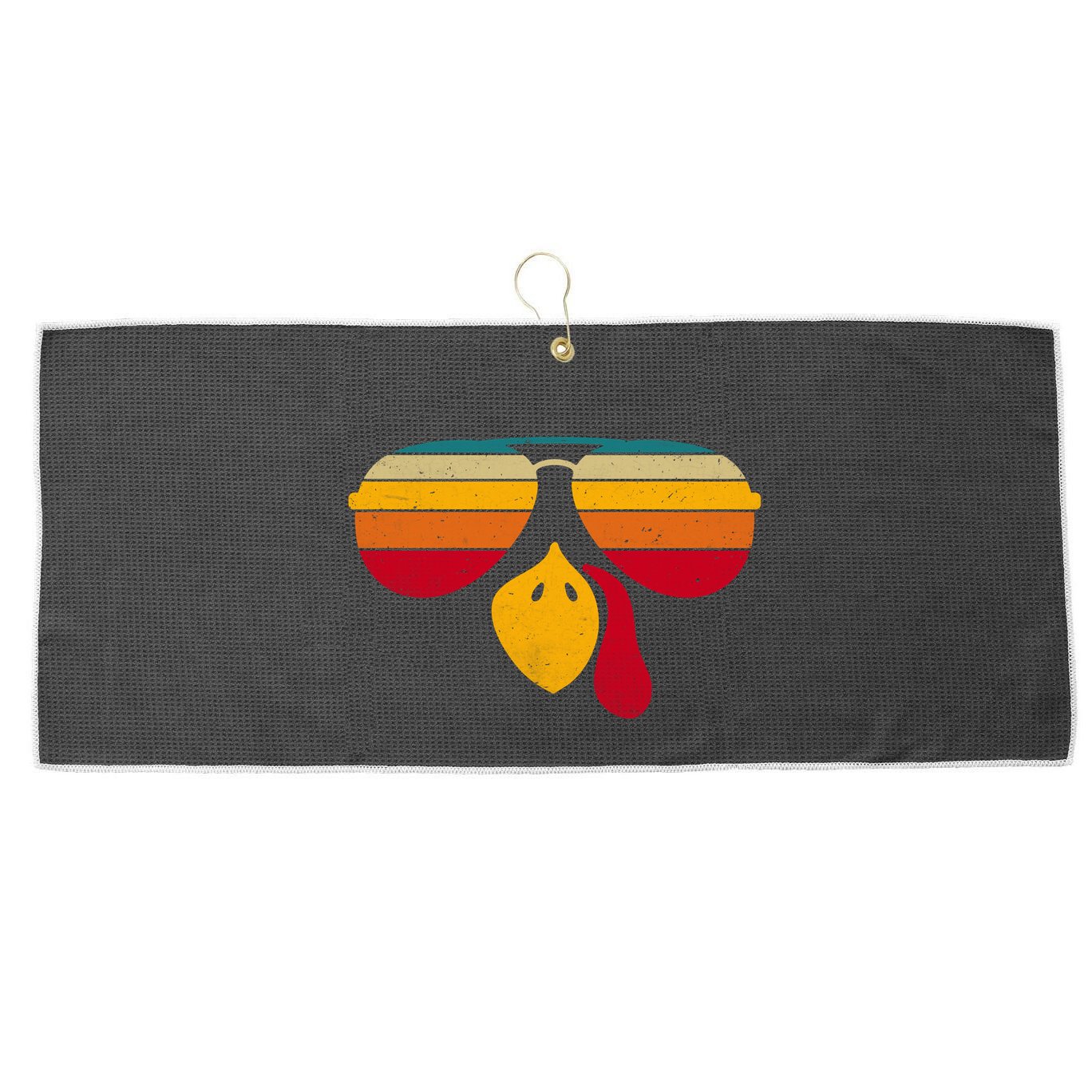 Turkey Face With Retro Sunglass Large Microfiber Waffle Golf Towel
