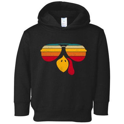 Turkey Face With Retro Sunglass Toddler Hoodie