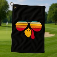 Turkey Face With Retro Sunglass Golf Towel