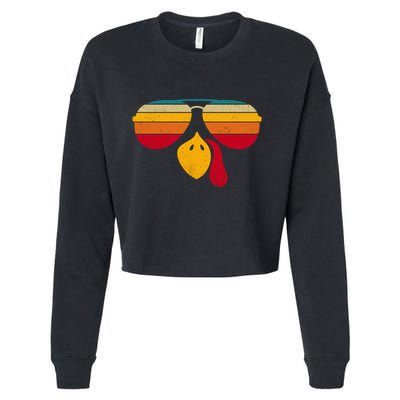 Turkey Face With Retro Sunglass Cropped Pullover Crew