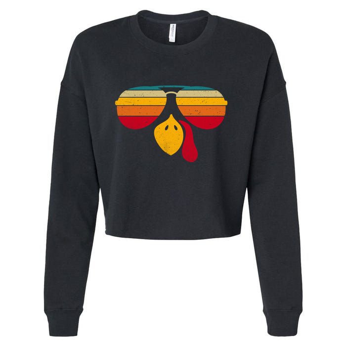 Turkey Face With Retro Sunglass Cropped Pullover Crew