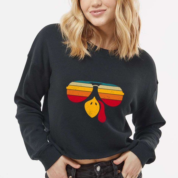 Turkey Face With Retro Sunglass Cropped Pullover Crew