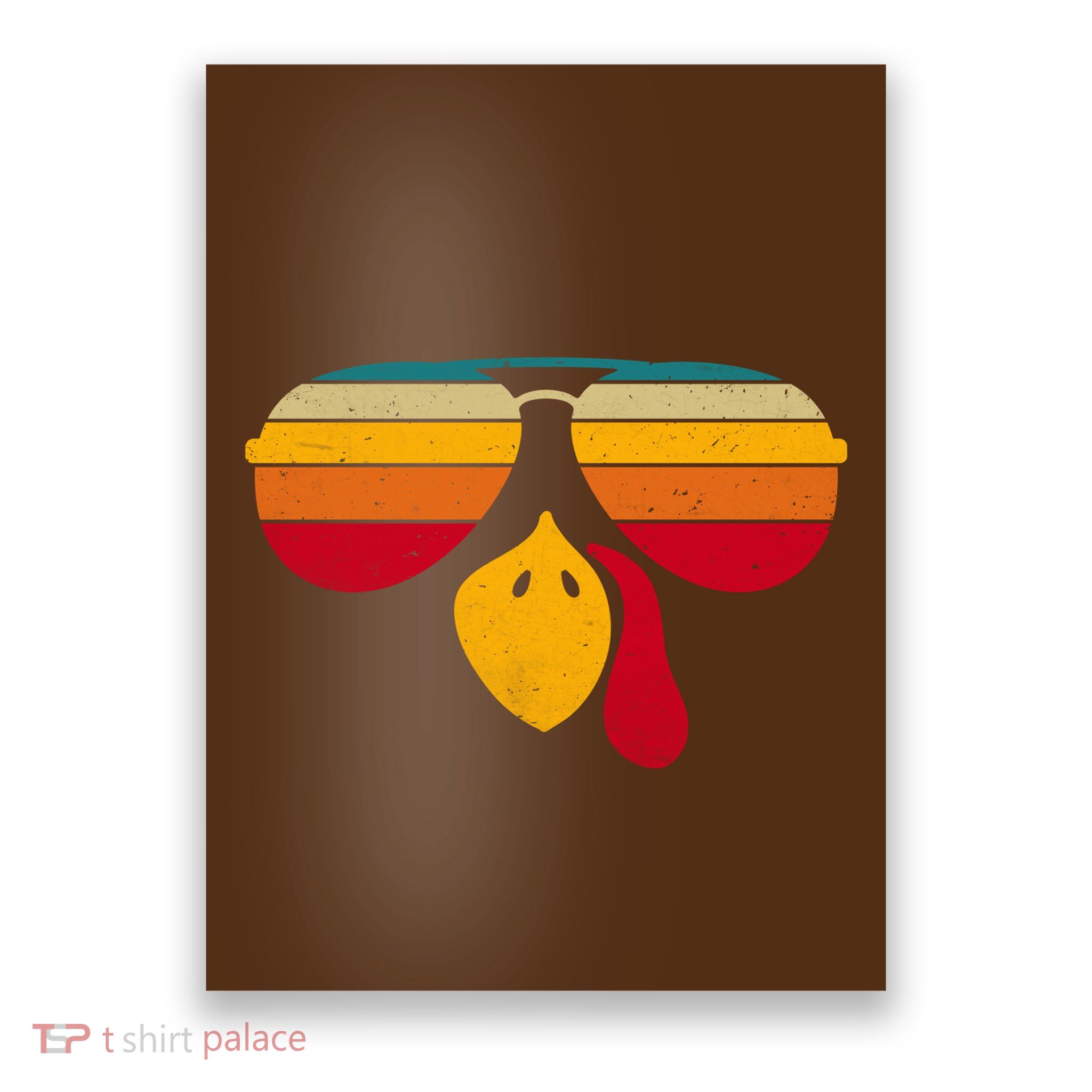 Turkey Face With Retro Sunglass Poster