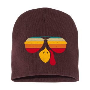 Turkey Face With Retro Sunglass Short Acrylic Beanie