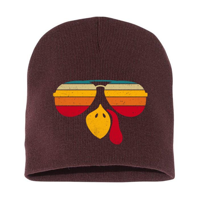 Turkey Face With Retro Sunglass Short Acrylic Beanie