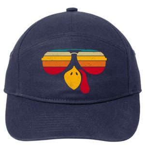 Turkey Face With Retro Sunglass 7-Panel Snapback Hat