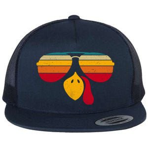 Turkey Face With Retro Sunglass Flat Bill Trucker Hat