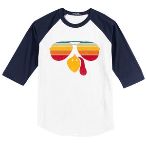 Turkey Face With Retro Sunglass Baseball Sleeve Shirt