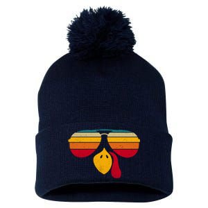 Turkey Face With Retro Sunglass Pom Pom 12in Knit Beanie