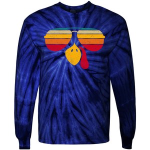 Turkey Face With Retro Sunglass Tie-Dye Long Sleeve Shirt