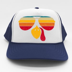 Turkey Face With Retro Sunglass Trucker Hat