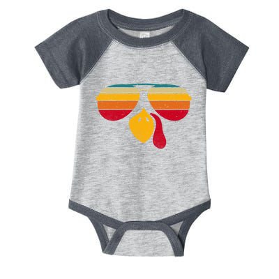 Turkey Face With Retro Sunglass Infant Baby Jersey Bodysuit