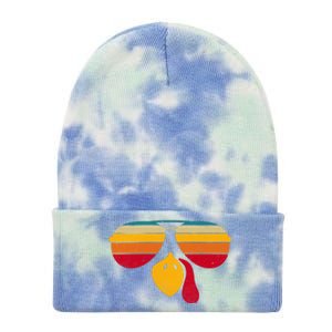 Turkey Face With Retro Sunglass Tie Dye 12in Knit Beanie