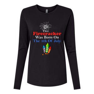 This Firecracker Was Born On The 4th Of July Birthday Usa Us Gift Womens Cotton Relaxed Long Sleeve T-Shirt