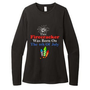 This Firecracker Was Born On The 4th Of July Birthday Usa Us Gift Womens CVC Long Sleeve Shirt