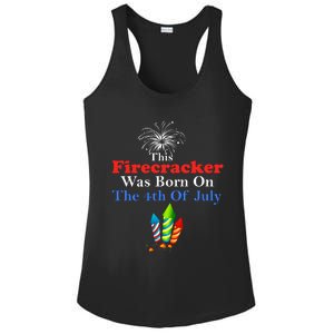 This Firecracker Was Born On The 4th Of July Birthday Usa Us Gift Ladies PosiCharge Competitor Racerback Tank