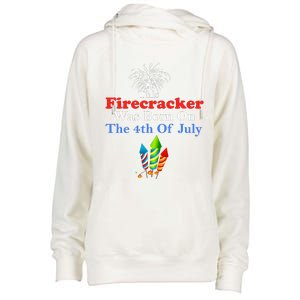 This Firecracker Was Born On The 4th Of July Birthday Usa Us Gift Womens Funnel Neck Pullover Hood