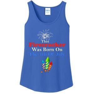 This Firecracker Was Born On The 4th Of July Birthday Usa Us Gift Ladies Essential Tank