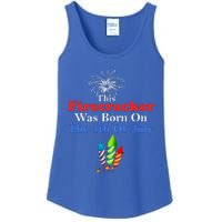 This Firecracker Was Born On The 4th Of July Birthday Usa Us Gift Ladies Essential Tank