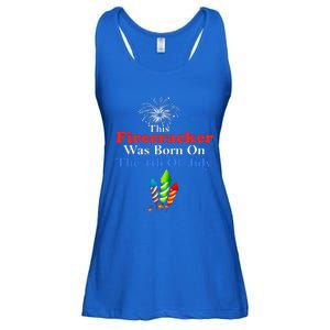 This Firecracker Was Born On The 4th Of July Birthday Usa Us Gift Ladies Essential Flowy Tank