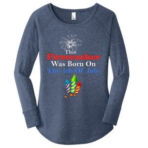 This Firecracker Was Born On The 4th Of July Birthday Usa Us Gift Women's Perfect Tri Tunic Long Sleeve Shirt