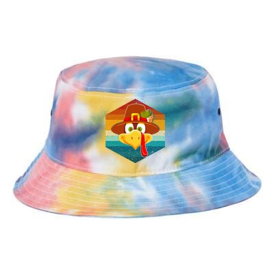 Turkey Face With Retro Vintage Background For Thanksgiving  Tie Dye Newport Bucket Hat