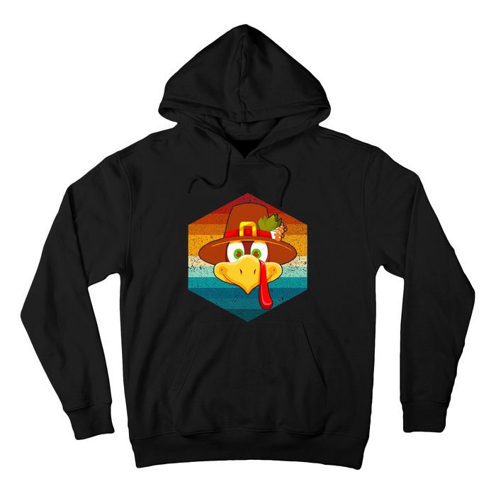 Turkey Face With Retro Vintage Background For Thanksgiving  Hoodie